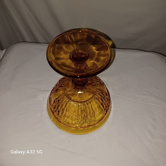 Vintage Amber Indiana Glass Compote Candy pedestal Dish Bowl. 6. 75" tall 6"wide - Picture 3 of 6